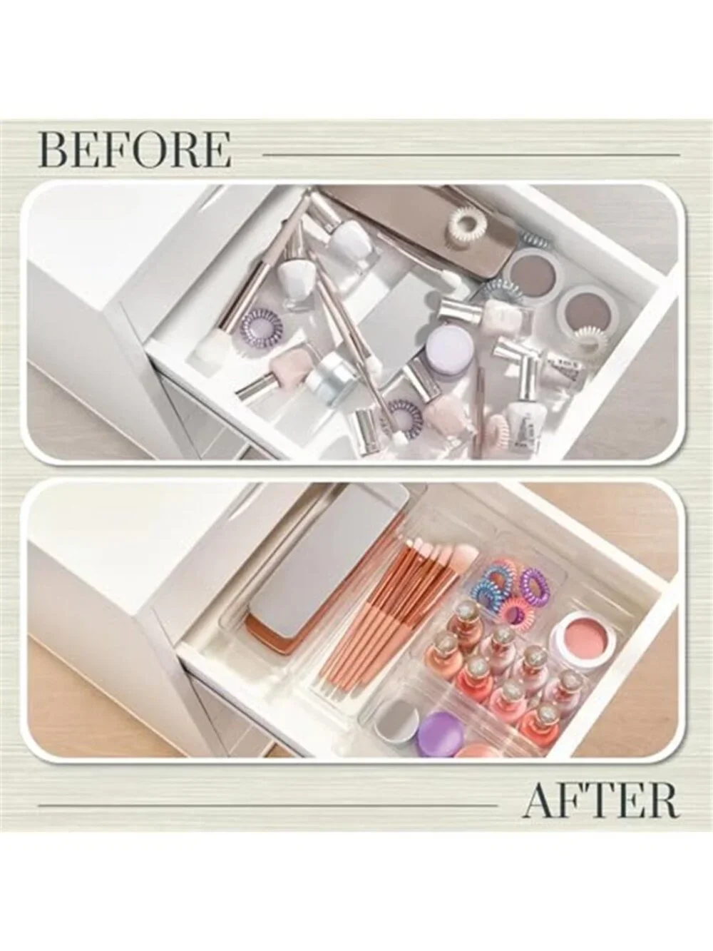 Drawer Organizer Bins Clear Storage Makeup Organizer Desk Bathroom Vanity
